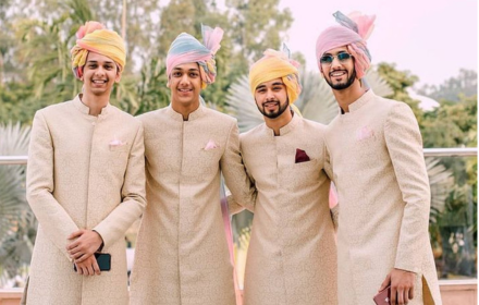 Men wearing Barati Pagri, Barati Safa rental service in Delhi