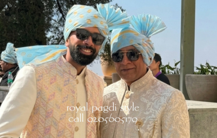 Professional groom safa tying service in Delhi NCR with elegant ivory wedding pagdi by Royal Pagdi Style