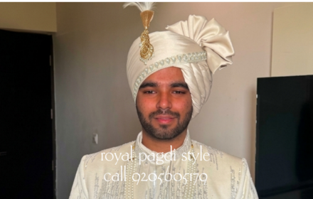 Professional groom safa tying service in Delhi NCR with elegant ivory wedding pagdi by Royal Pagdi Style