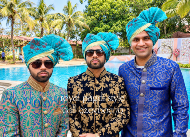 Professional groom safa tying service in Delhi NCR with elegant ivory wedding pagdi by Royal Pagdi Style