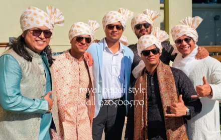 Professional groom safa tying service in Delhi NCR with elegant ivory wedding pagdi by Royal Pagdi Style