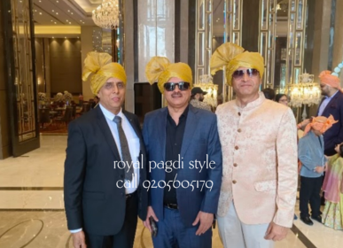 Professional groom safa tying service in Delhi NCR with elegant ivory wedding pagdi by Royal Pagdi Style