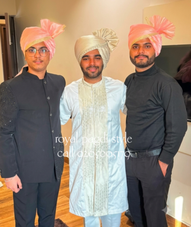 Groom Wearing Traditional Wedding Pagdi and Safa – Royal Pagdi Style Delhi NCR