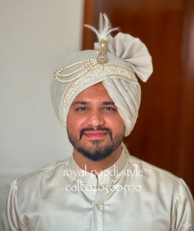 Groom Wearing Traditional Wedding Pagdi and Safa – Royal Pagdi Style Delhi NCR
